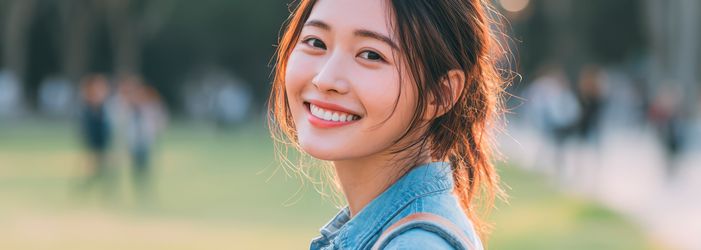 웃고 있는 젊은 여성